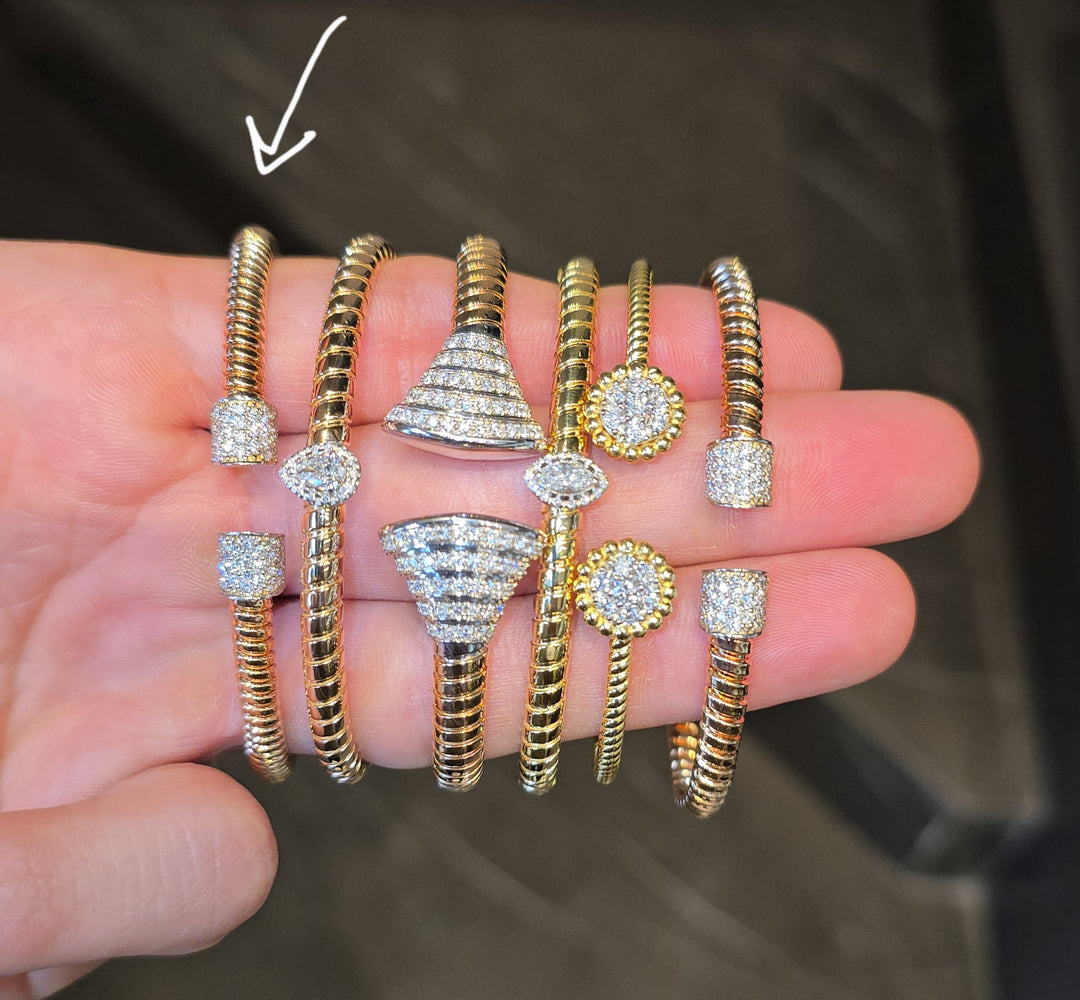 Pavè Roadblock Tubogas Bangle (Narrow-ribbed)