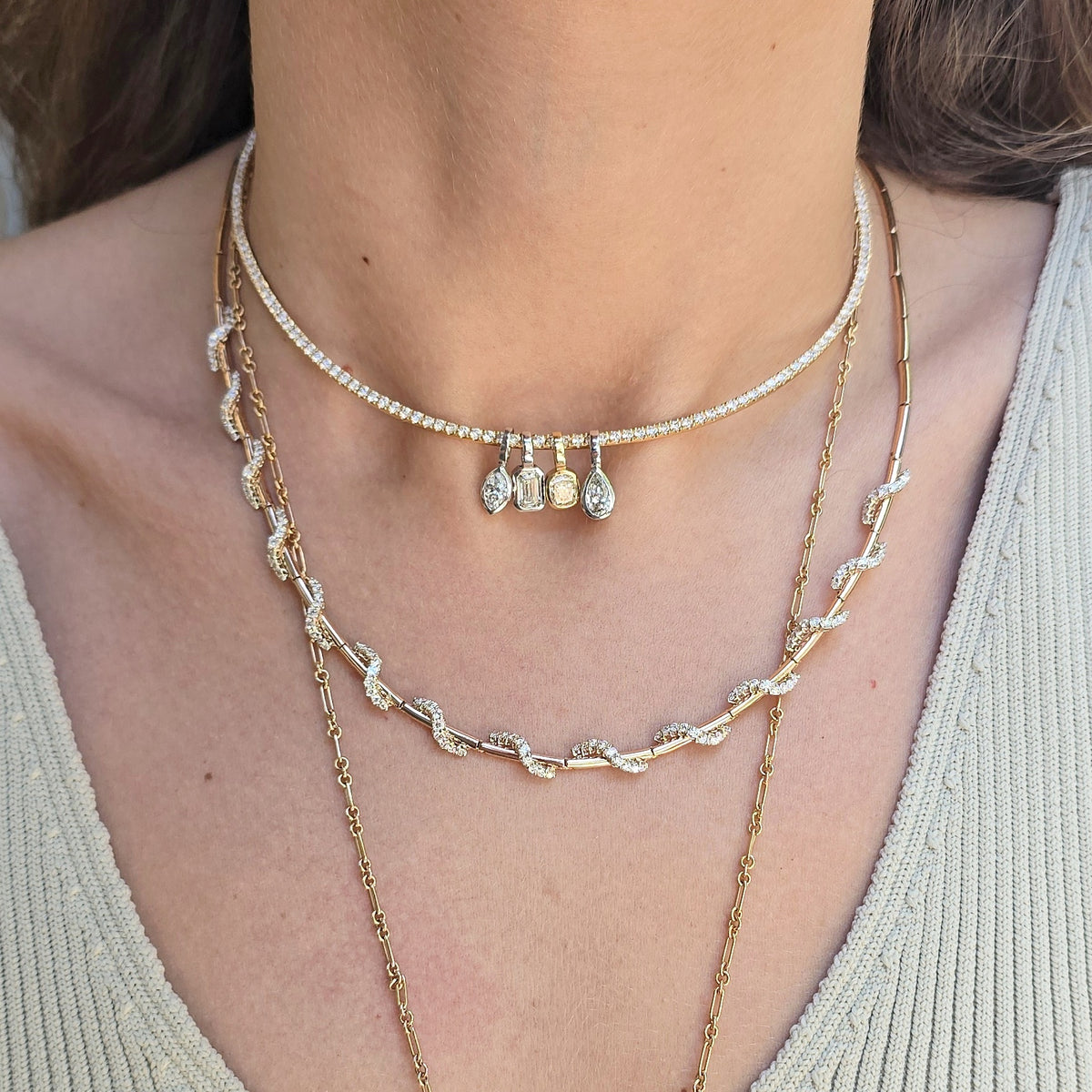 Diamond vine necklace