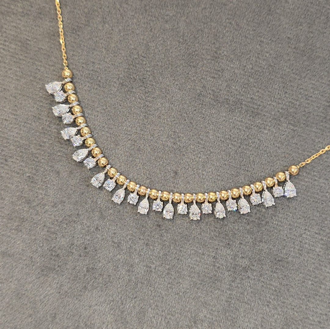 Bubbly Pear & Round Diamond Necklace
