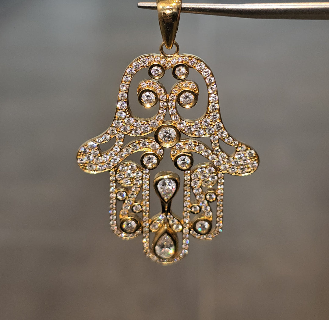Diamond Hamsa Pendant
