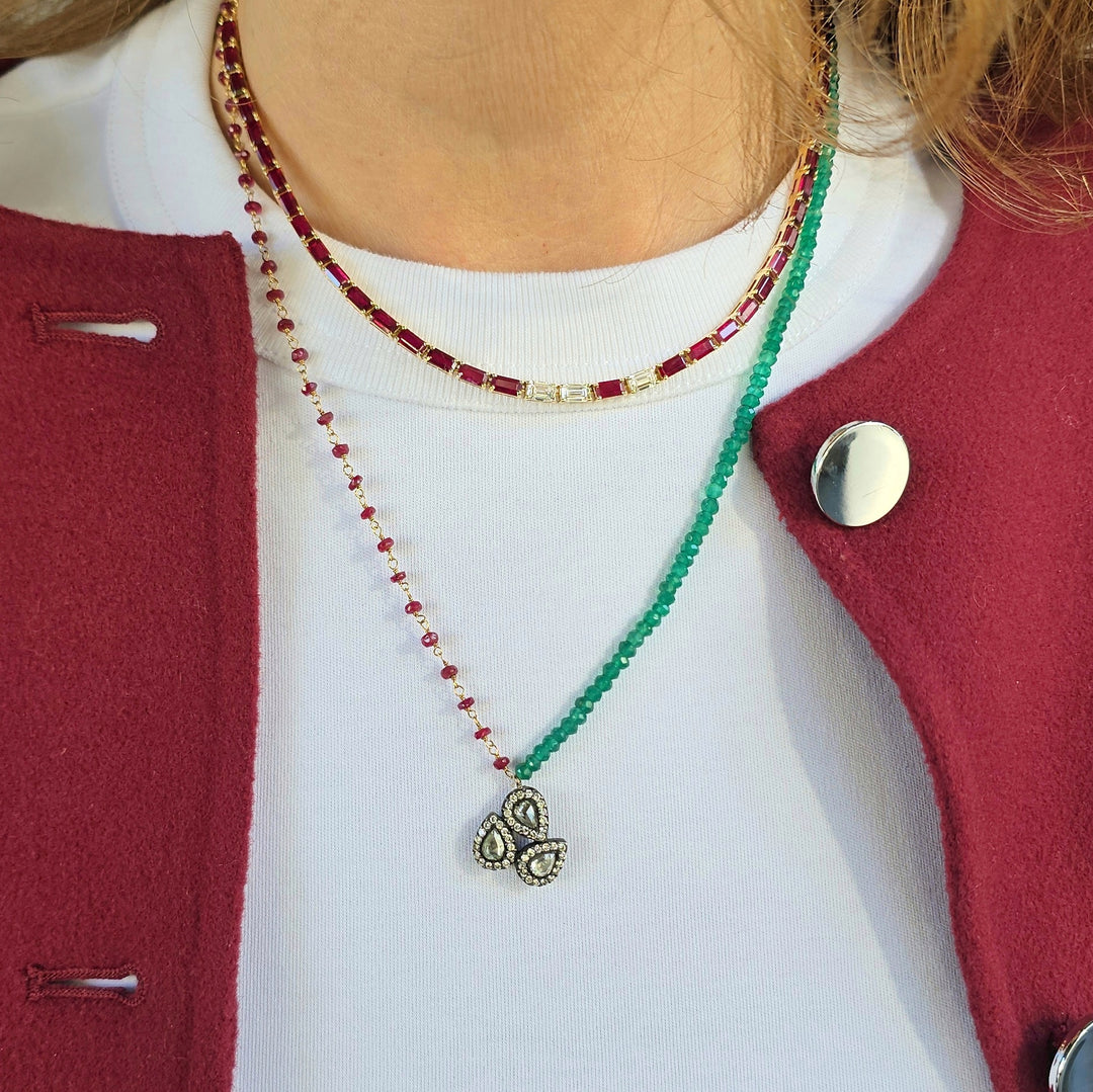 Ruby & Diamond Collarbone Necklace