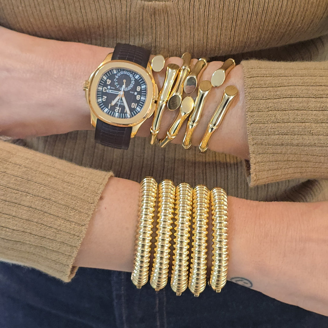 Chunky Ribbed Gold Bracelet