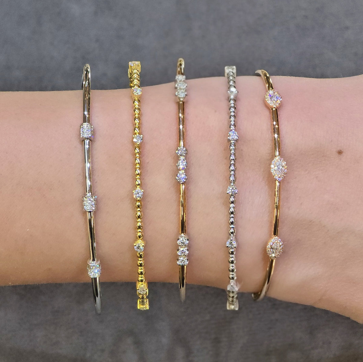 Dotted bezel marquise & pear bracelet