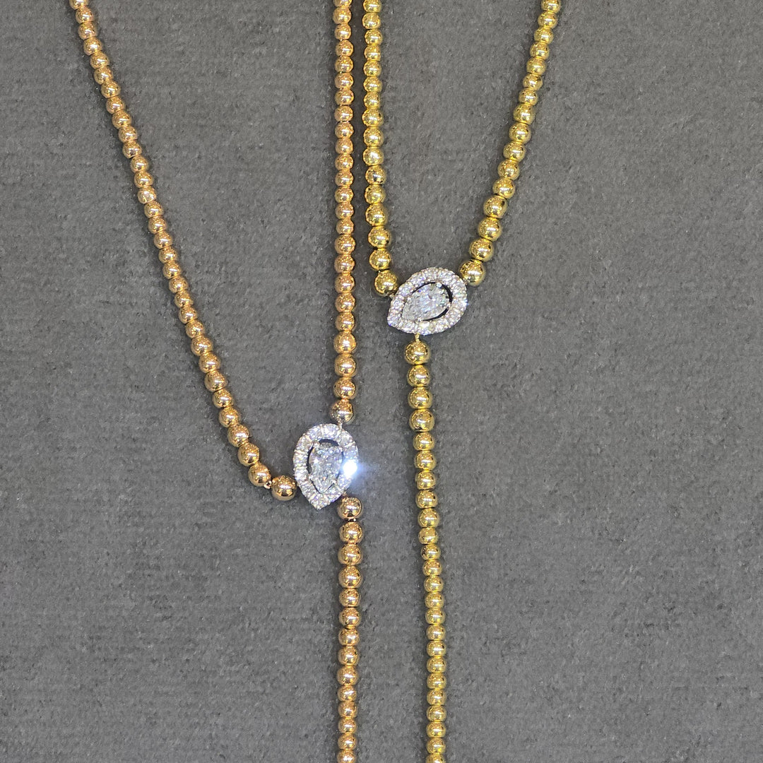 Bubbles & Pear Diamond Lariat