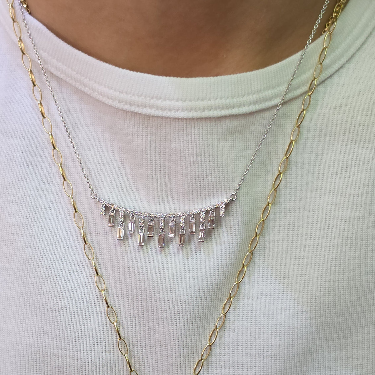 Diamond arc necklace