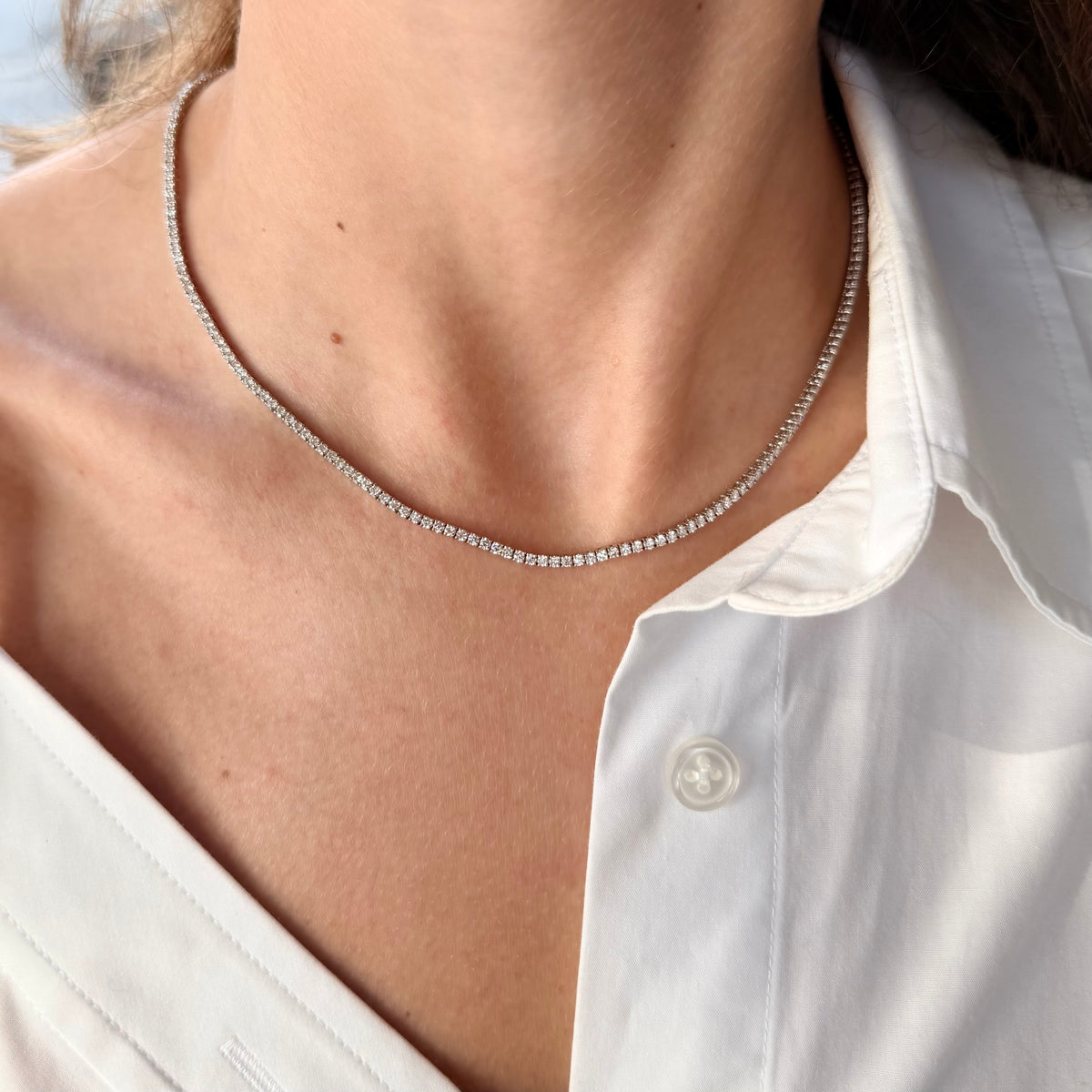 Three quarter tennis necklace