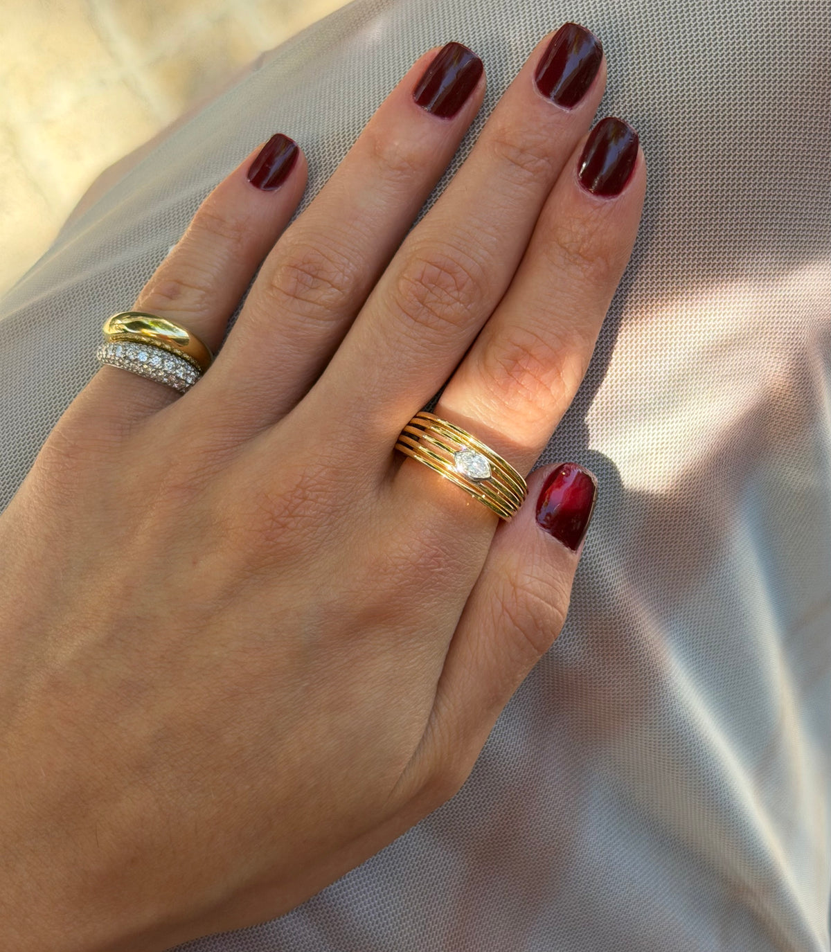 Marquise layered ring