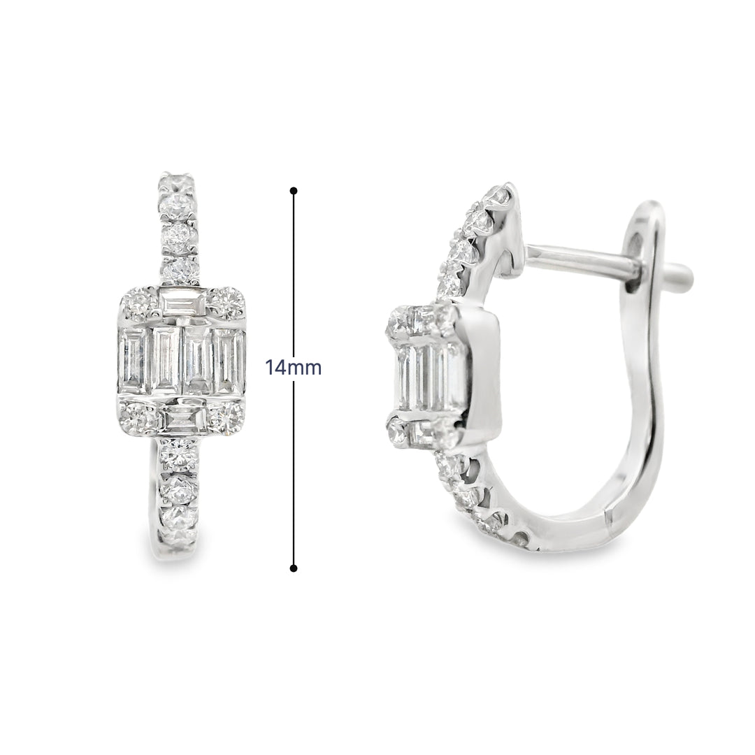 Classic Baguette & Round Diamond Hoops