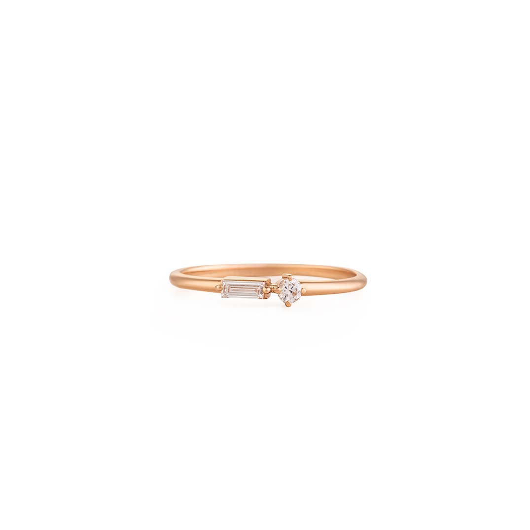 Baguette & Round Diamond Promise Ring