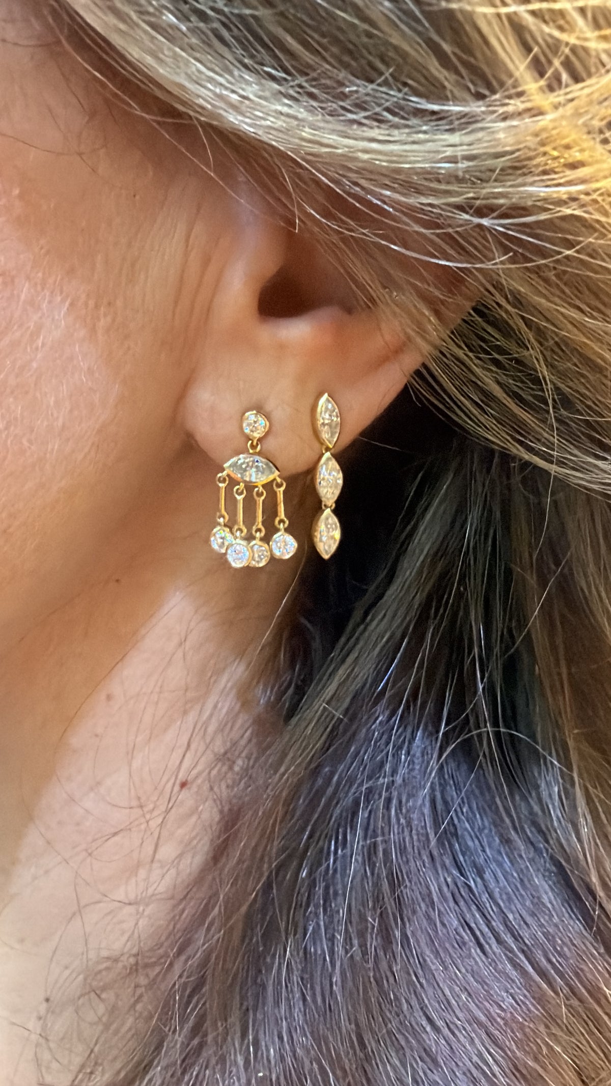 Nomad diamond bone earrings