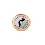 Load image into Gallery viewer, Mother of Pearl Initial Ring with Diamonds
