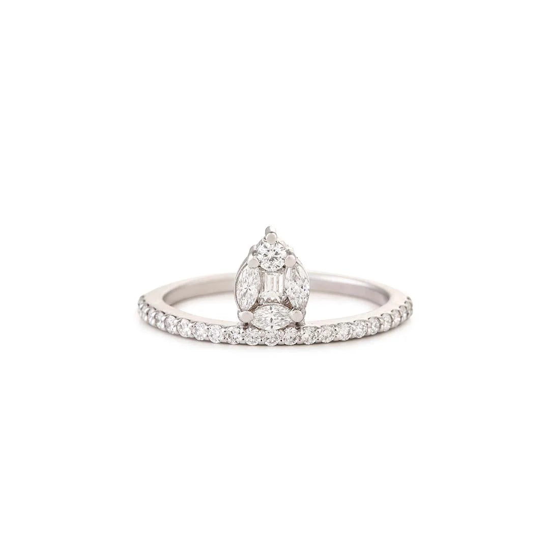 Diamond Band with Pear Illusion