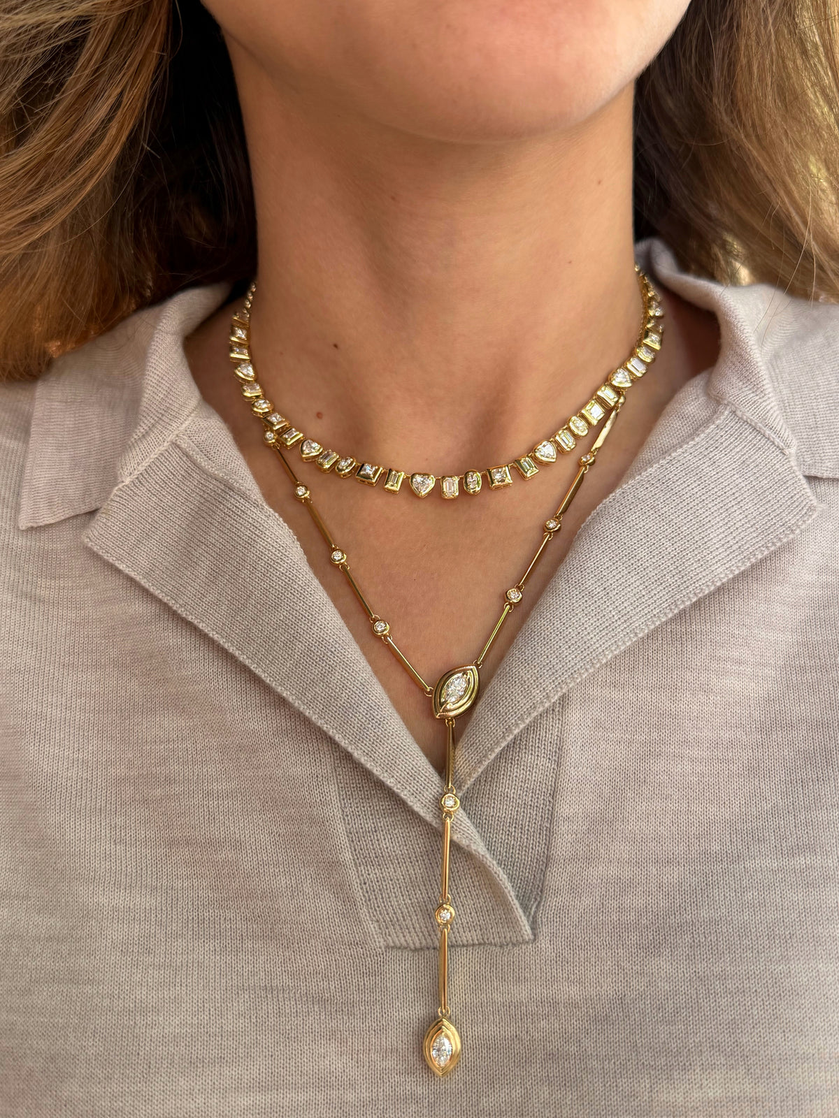 Marquise lariat necklace