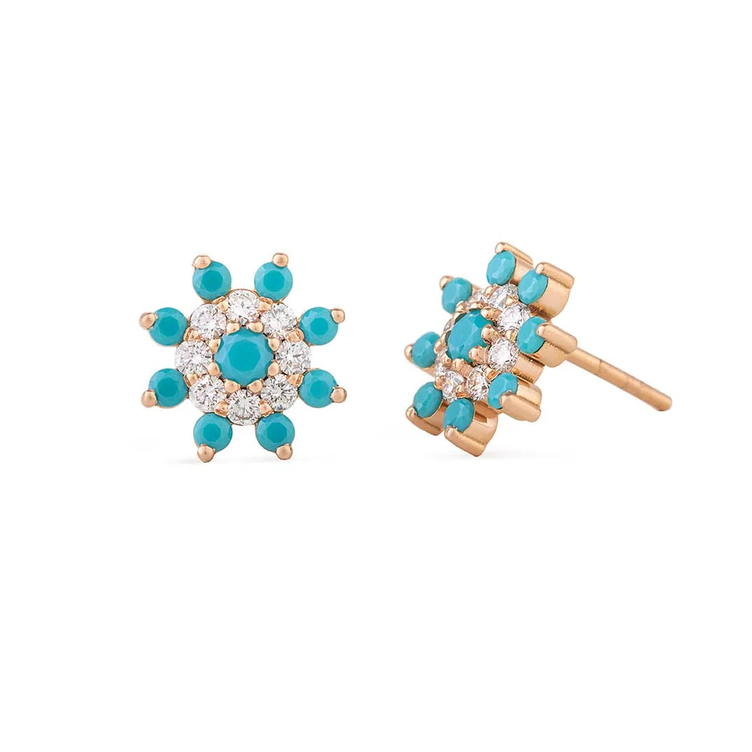Diamond & Turquoise Sun Earrings