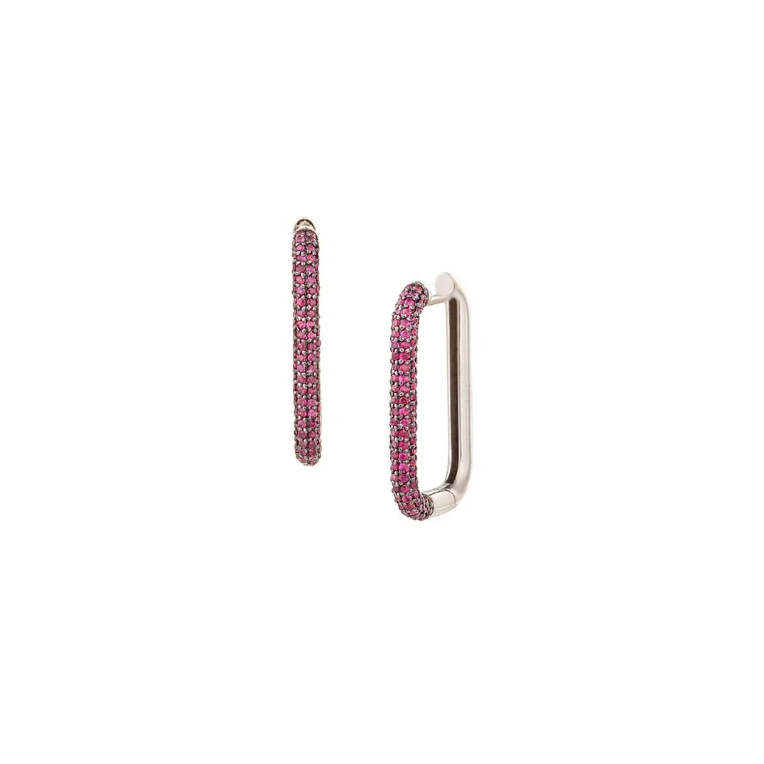 Rectangle Ruby Hoops
