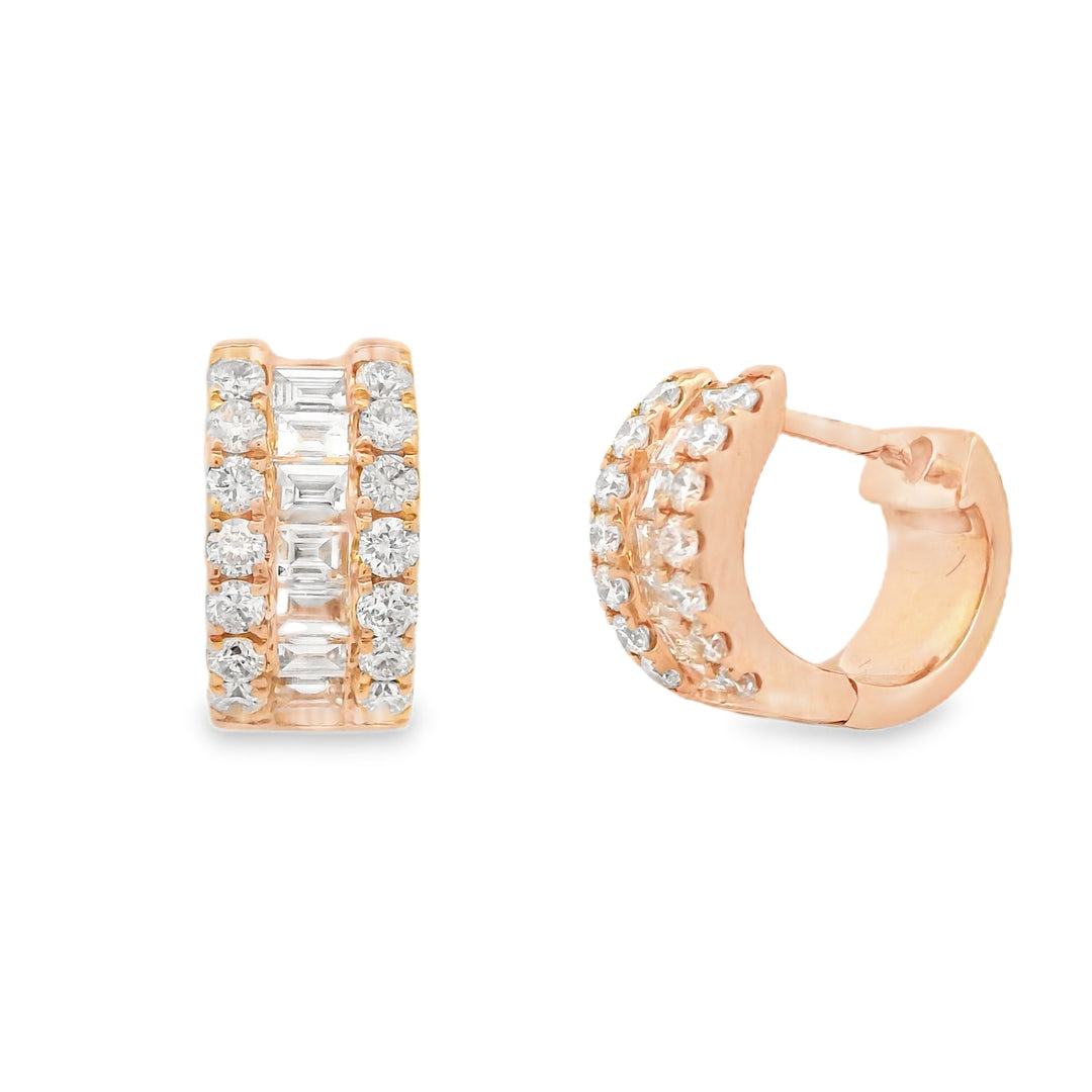 Baguette & Round Diamond Huggies