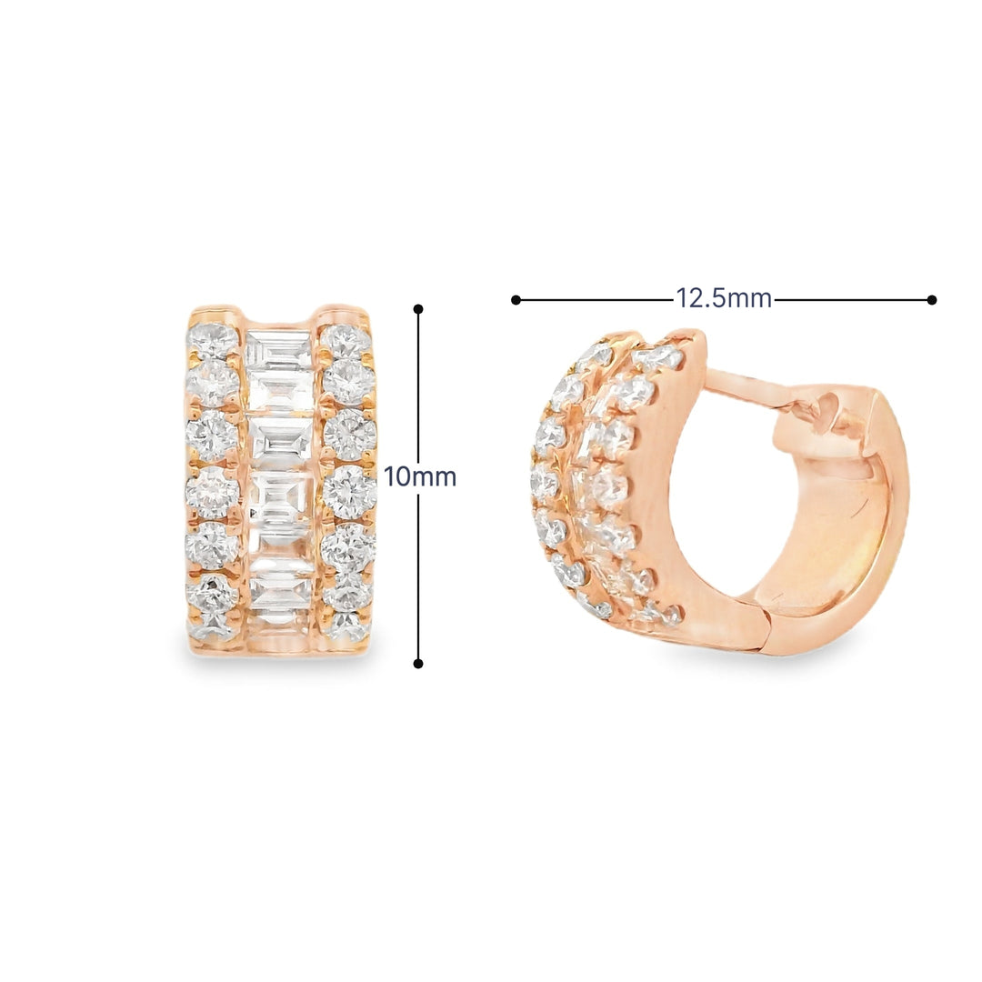 Baguette & Round Diamond Huggies