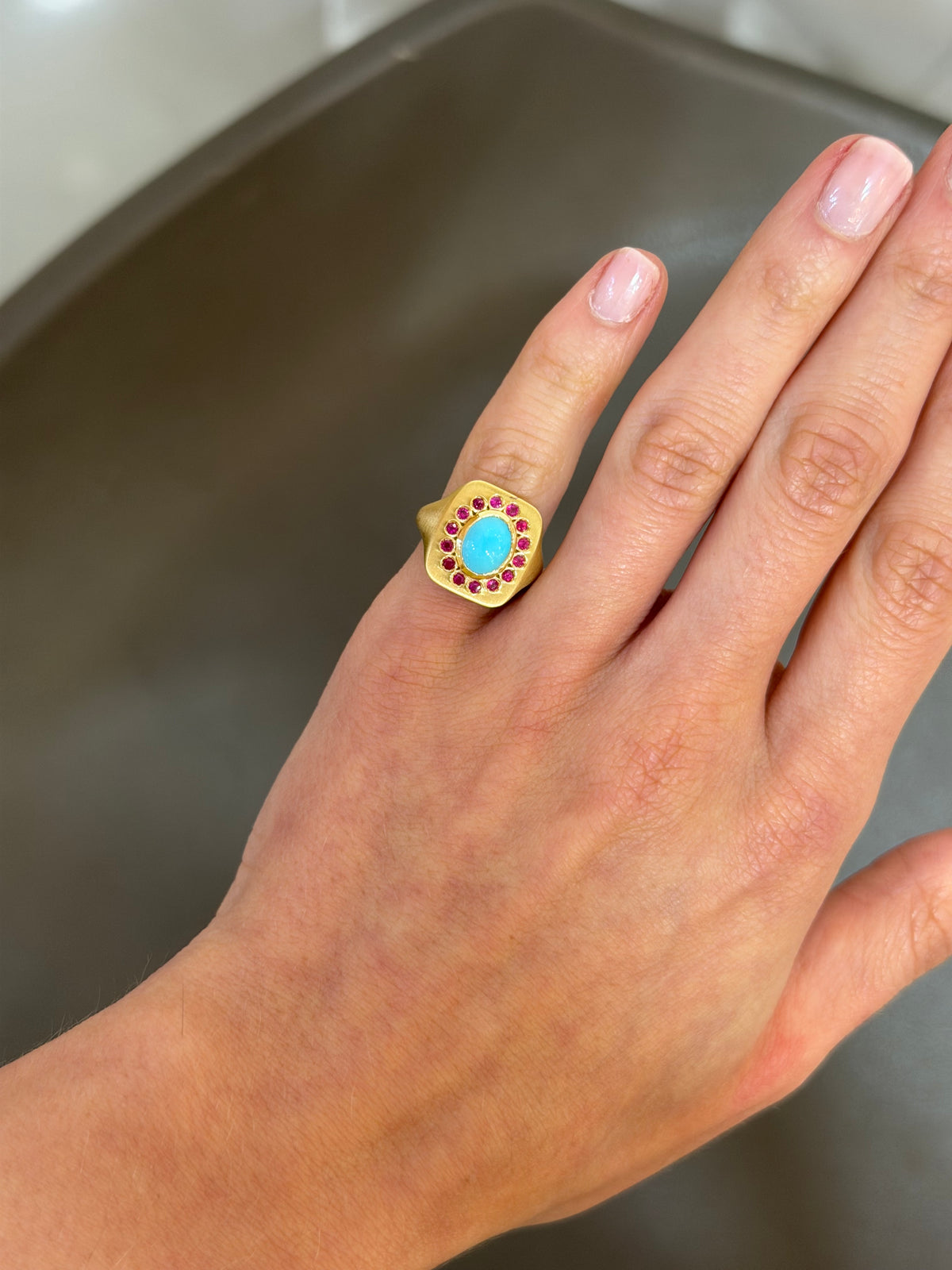 Ruby bloom signet ring