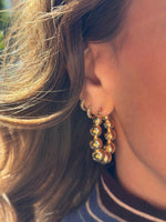 Load image into Gallery viewer, Chunky Gold Beaded Hoops

