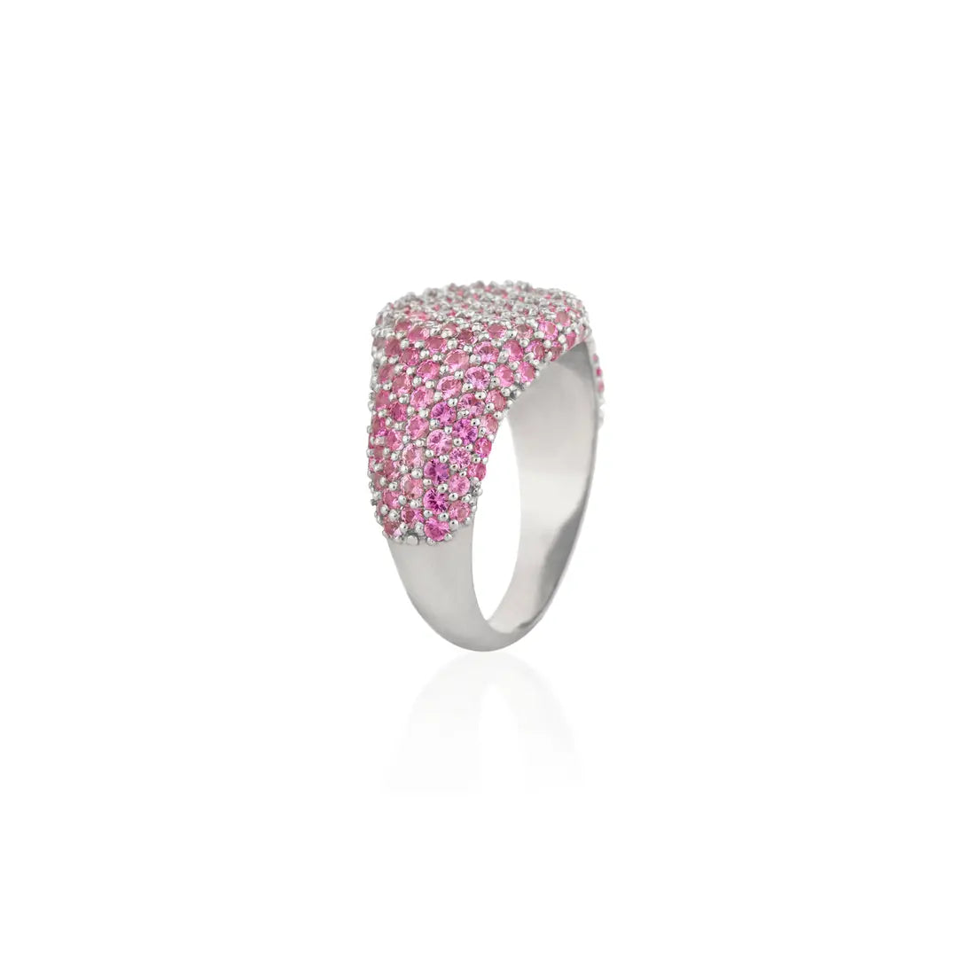 Full Pink Sapphire Pavé Pinky Ring