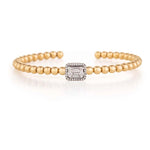 Load image into Gallery viewer, Baguette Diamond &amp; Gold Beaded Bangle
