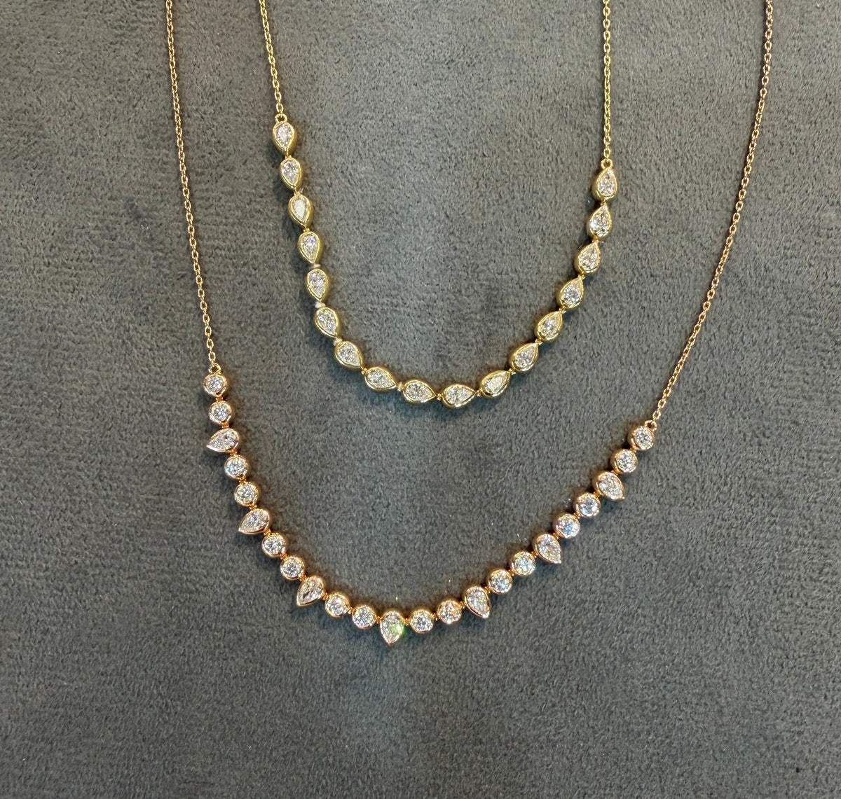 Pear bezel line necklace