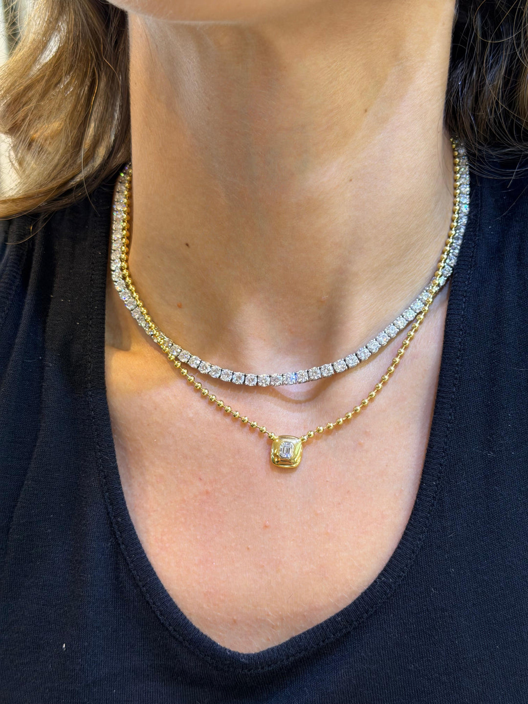 Bubble Emerald Cut Necklace
