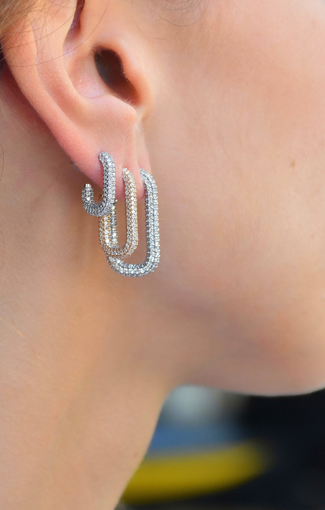 Large Tube Diamond Pavé Hoops