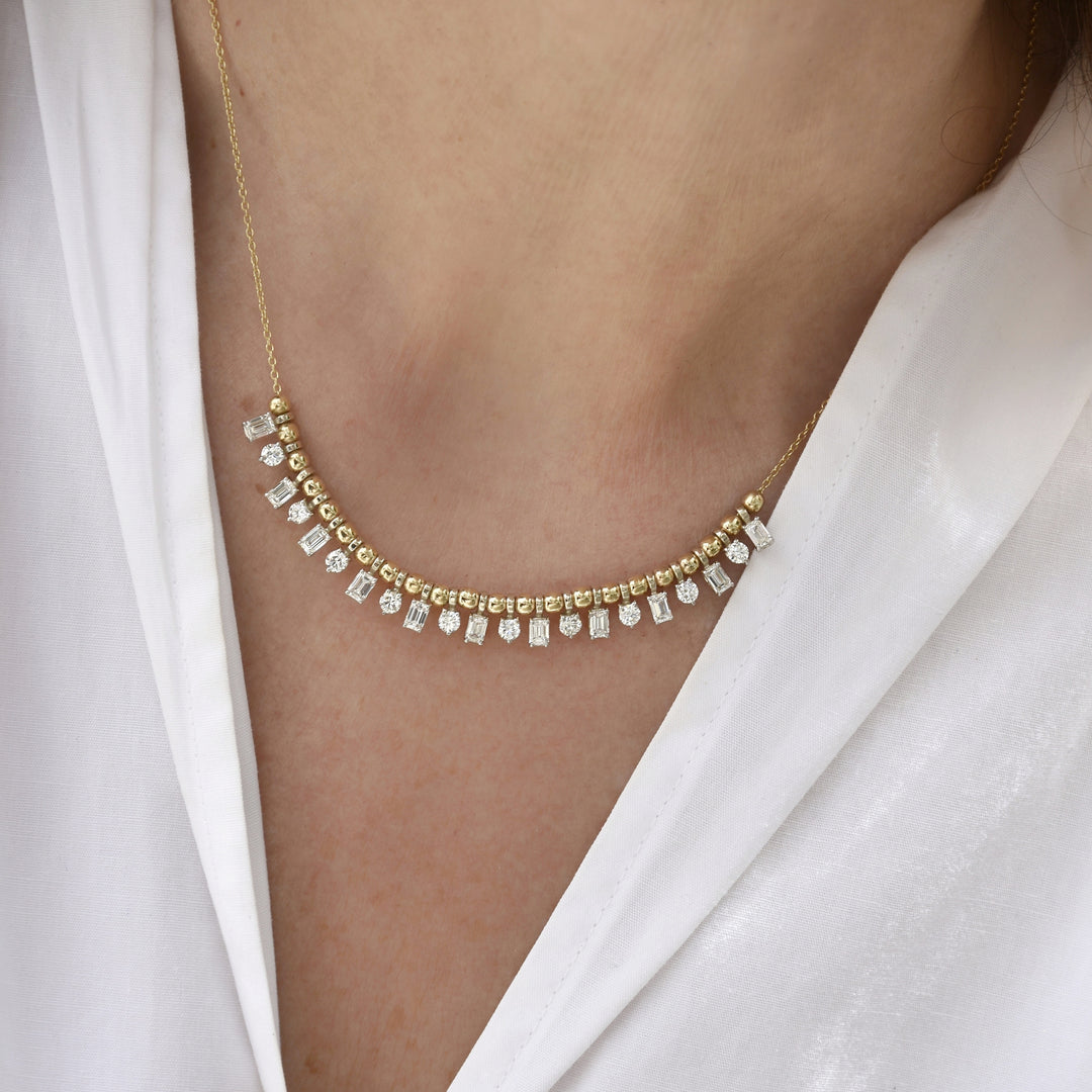 Bubbly Necklace with Emerald Cut & Round Diamonds