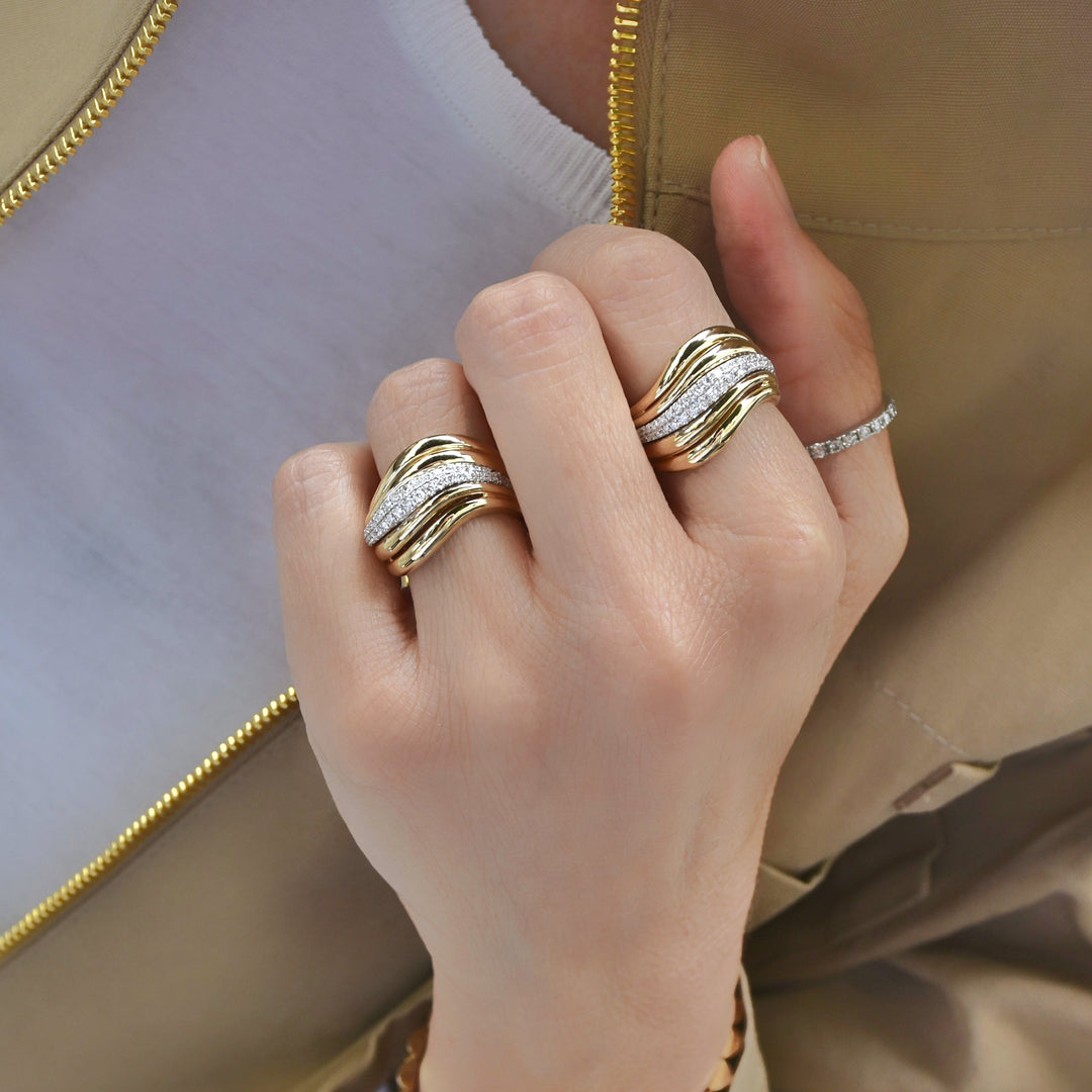 Gold & Diamonds Dune Ring