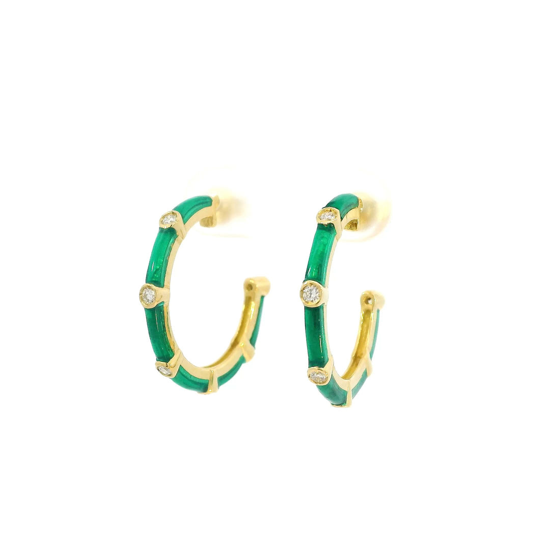 Enamel & Diamonds Pattern Hoops