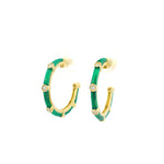 Load image into Gallery viewer, Enamel &amp; Diamonds Pattern Hoops
