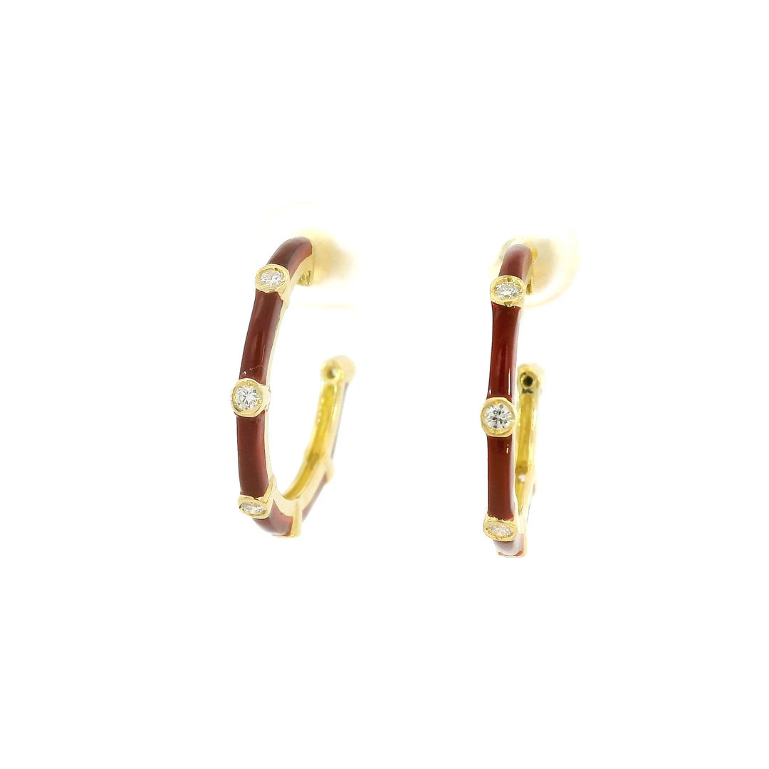 Enamel & Diamonds Pattern Hoops