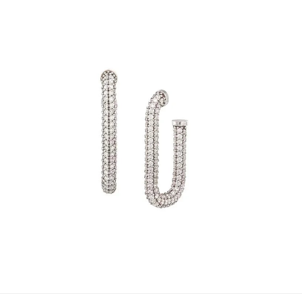 Large Tube Diamond Pavé Hoops
