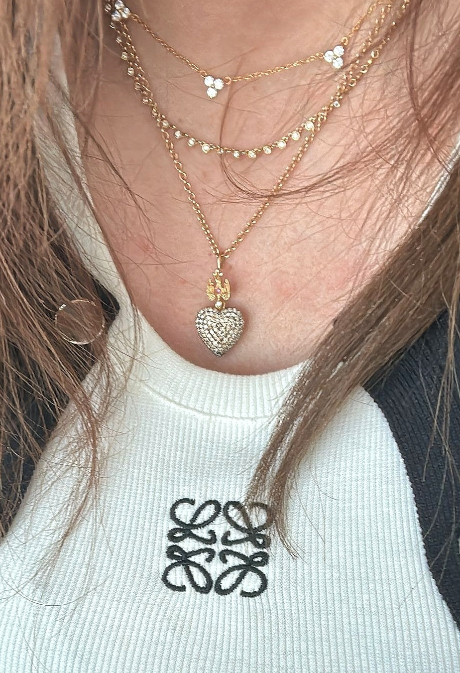 Dove & Brown Diamond Heart Pendant