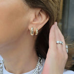 Load image into Gallery viewer, Diamond Polkadot Small Hoops
