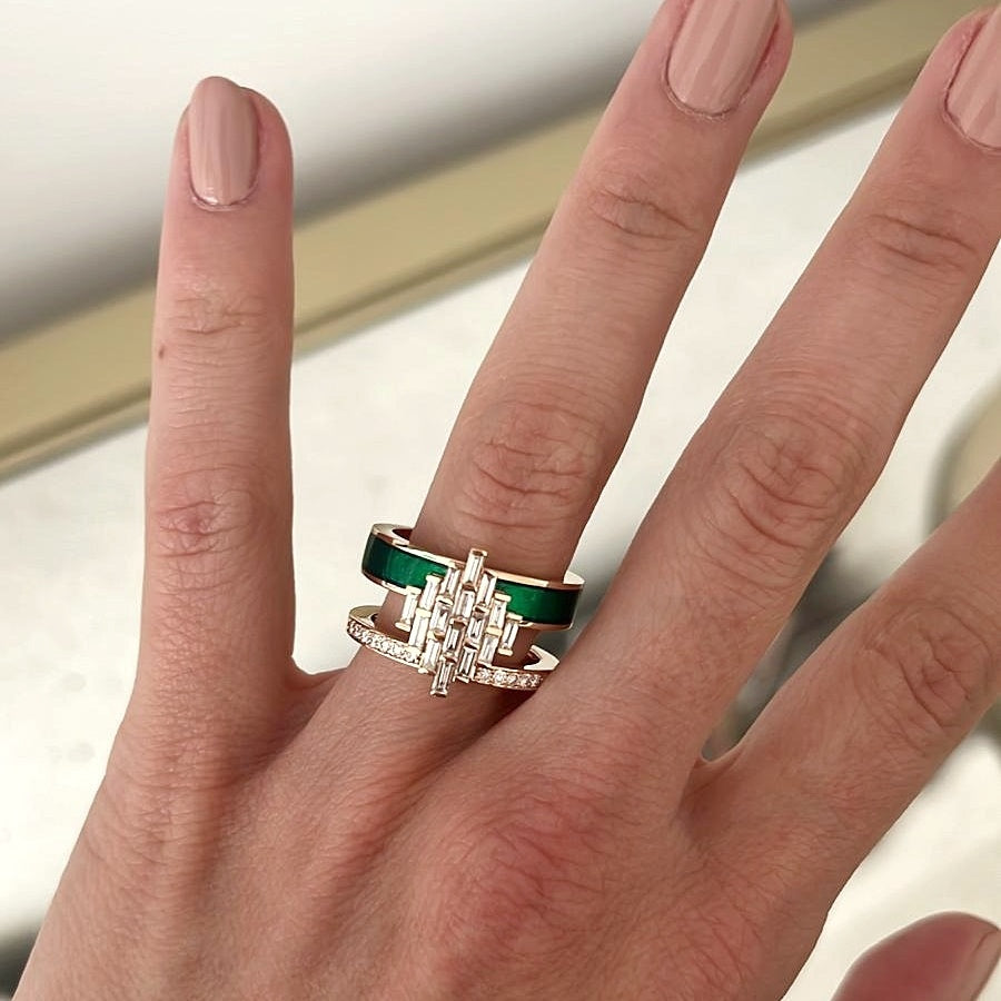 Art-Deco Baguette & Enamel Ring