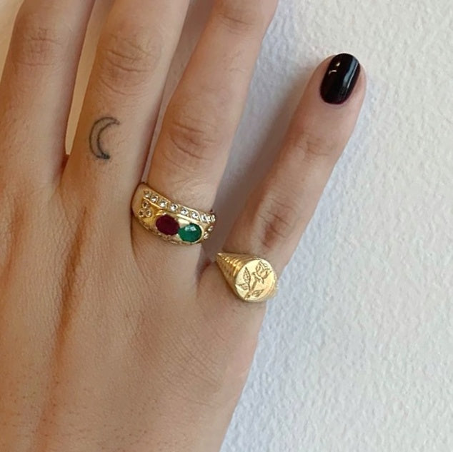 Hand-Engraved Mini Signet Ring