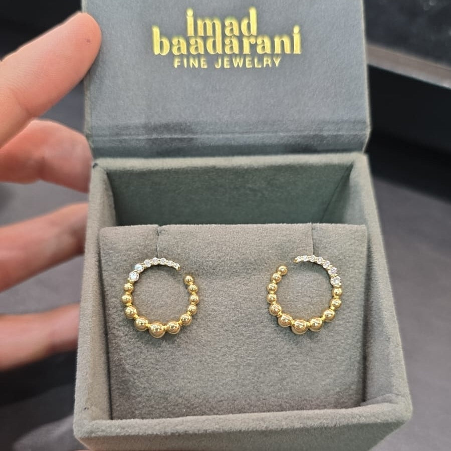 Rounded Beaded & Diamond Earrings