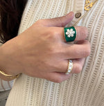 Load image into Gallery viewer, Evergreen Diamonds &amp; Enamel Ring
