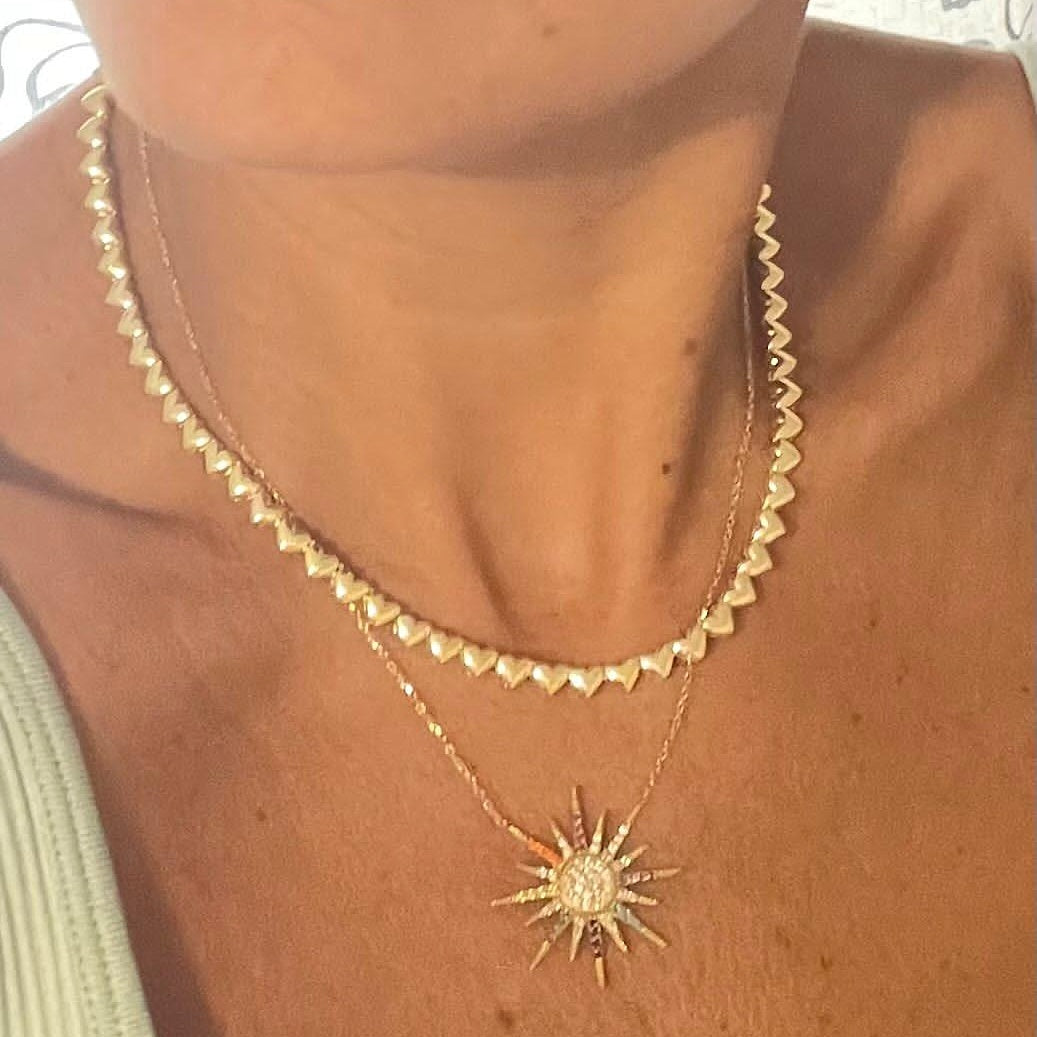 Golden Hearts Tennis Necklace