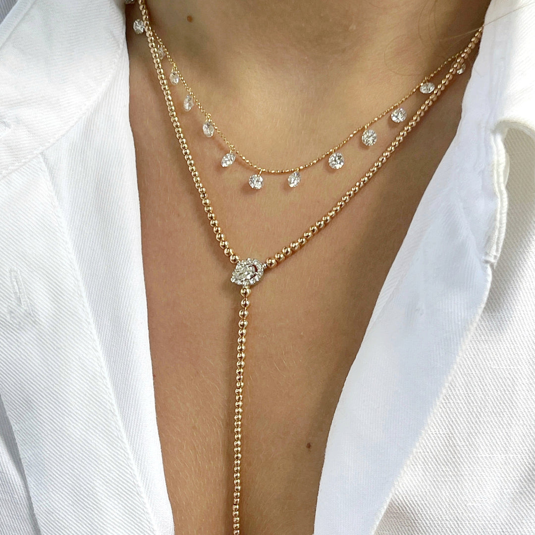 Bubbles & Pear Diamond Lariat