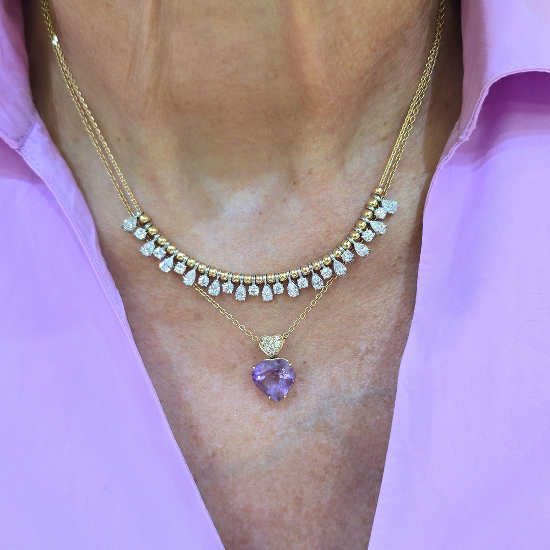 Bubbly Pear & Round Diamond Necklace