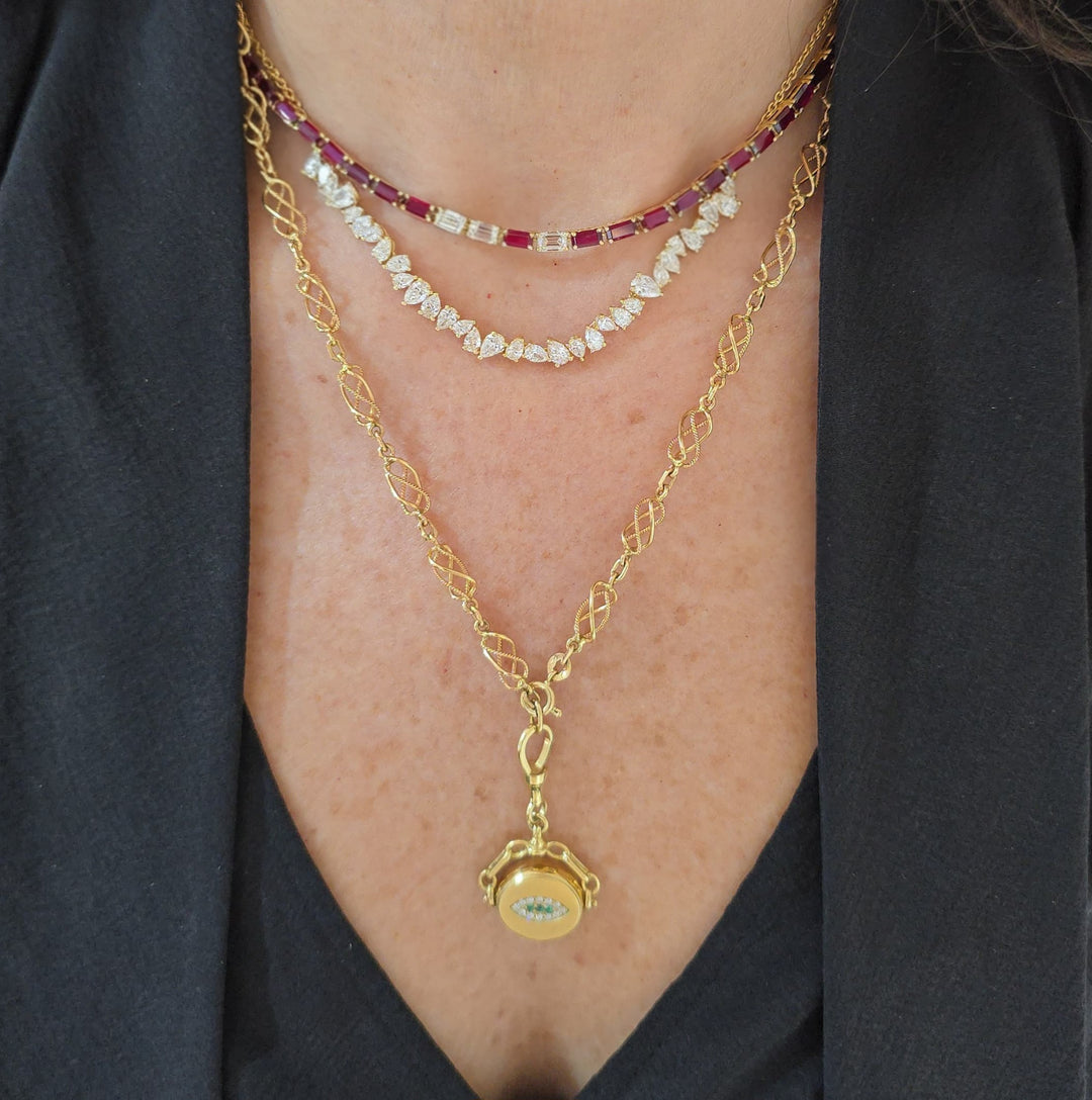 Ruby & Diamond Collarbone Necklace