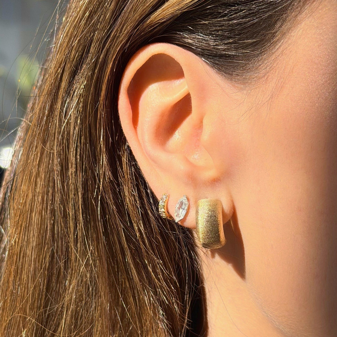 Satin Finish Gold Hoop Earrings