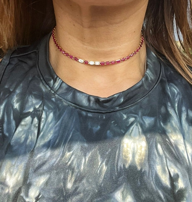 Ruby & Diamond Collarbone Necklace