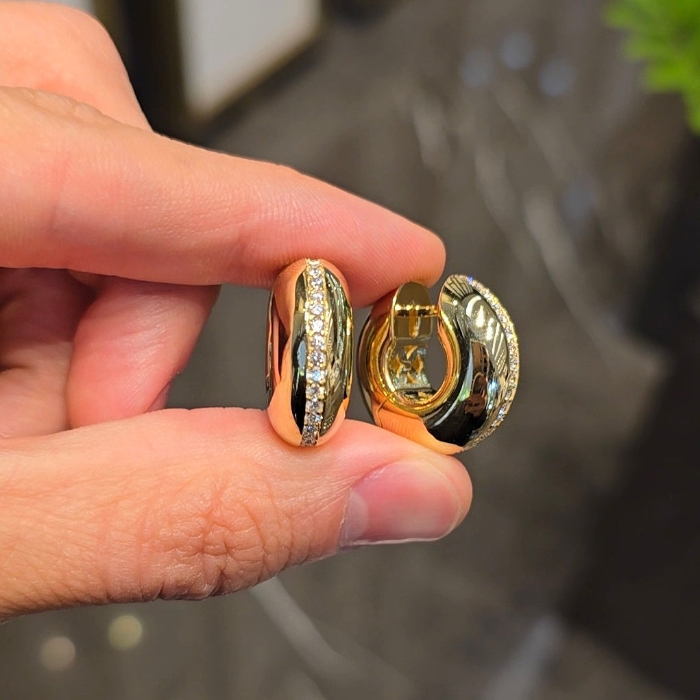 Chunky Gold & Diamond Hoops