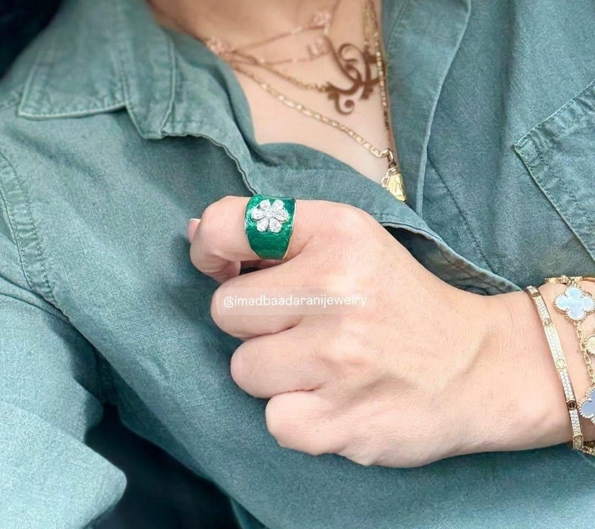 Evergreen Diamonds & Enamel Ring