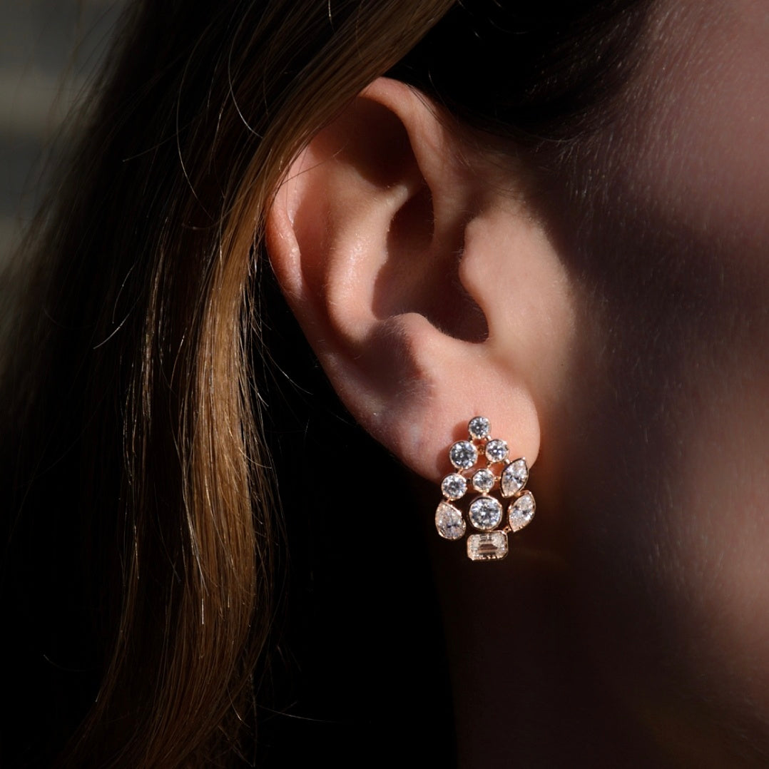Bezel cone cluster earrings