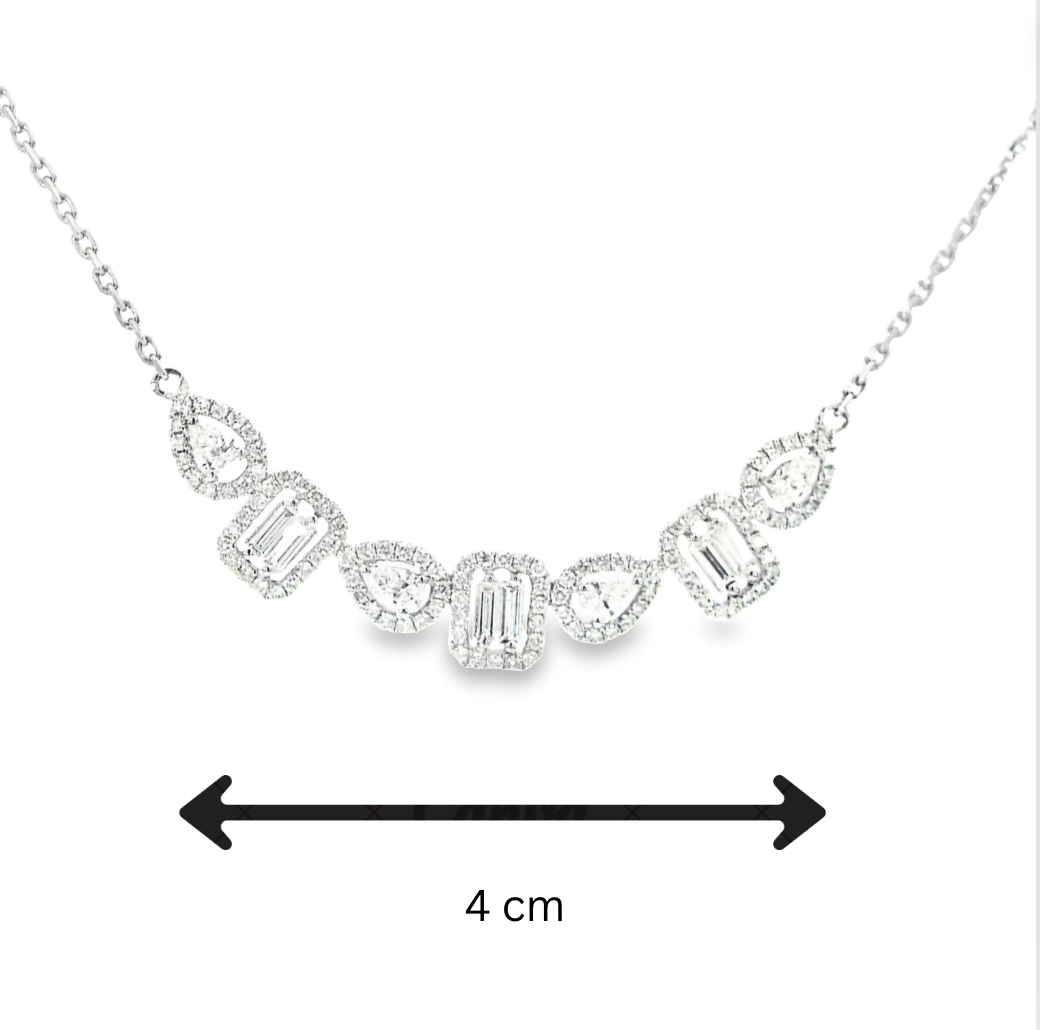 Pears & Baguettes with Halos Necklace